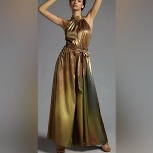 NWOT Anthropologie Hutch Size 6 Gold Halter Jumpsuit